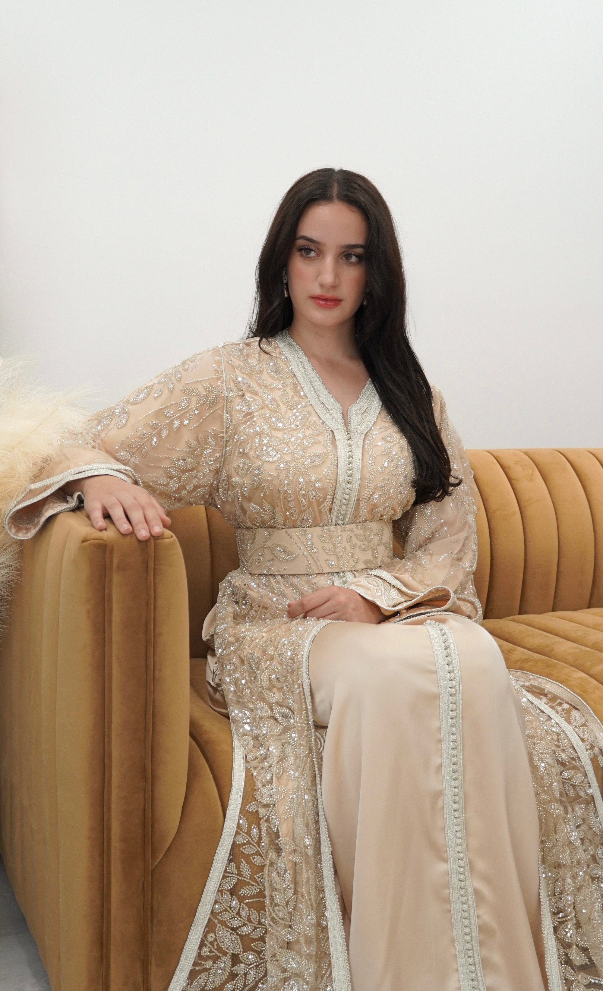 Two Looks in One- Silver & Cream Tulle Caftan