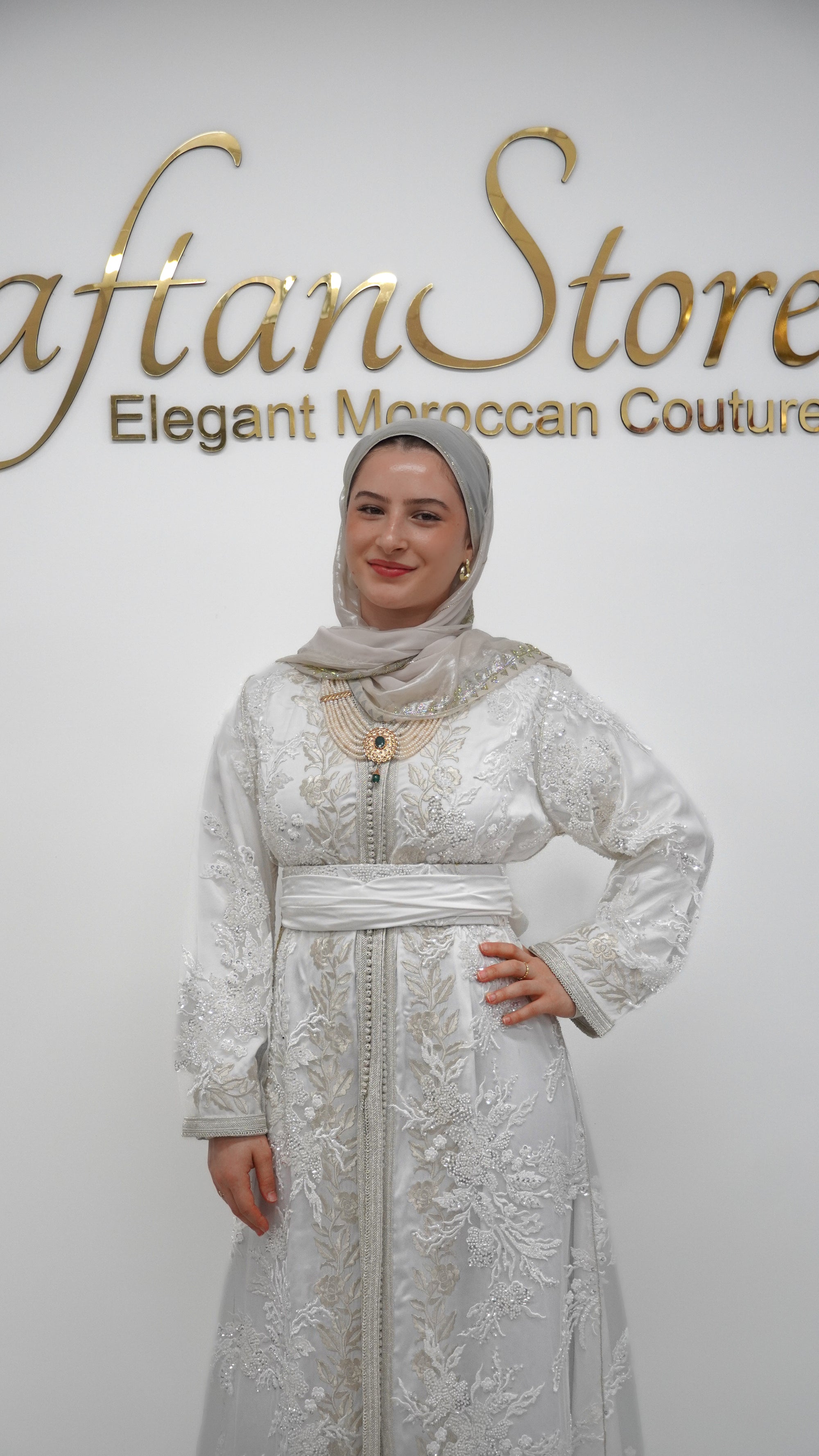 White on White – Embroidered Bridal Caftan Set