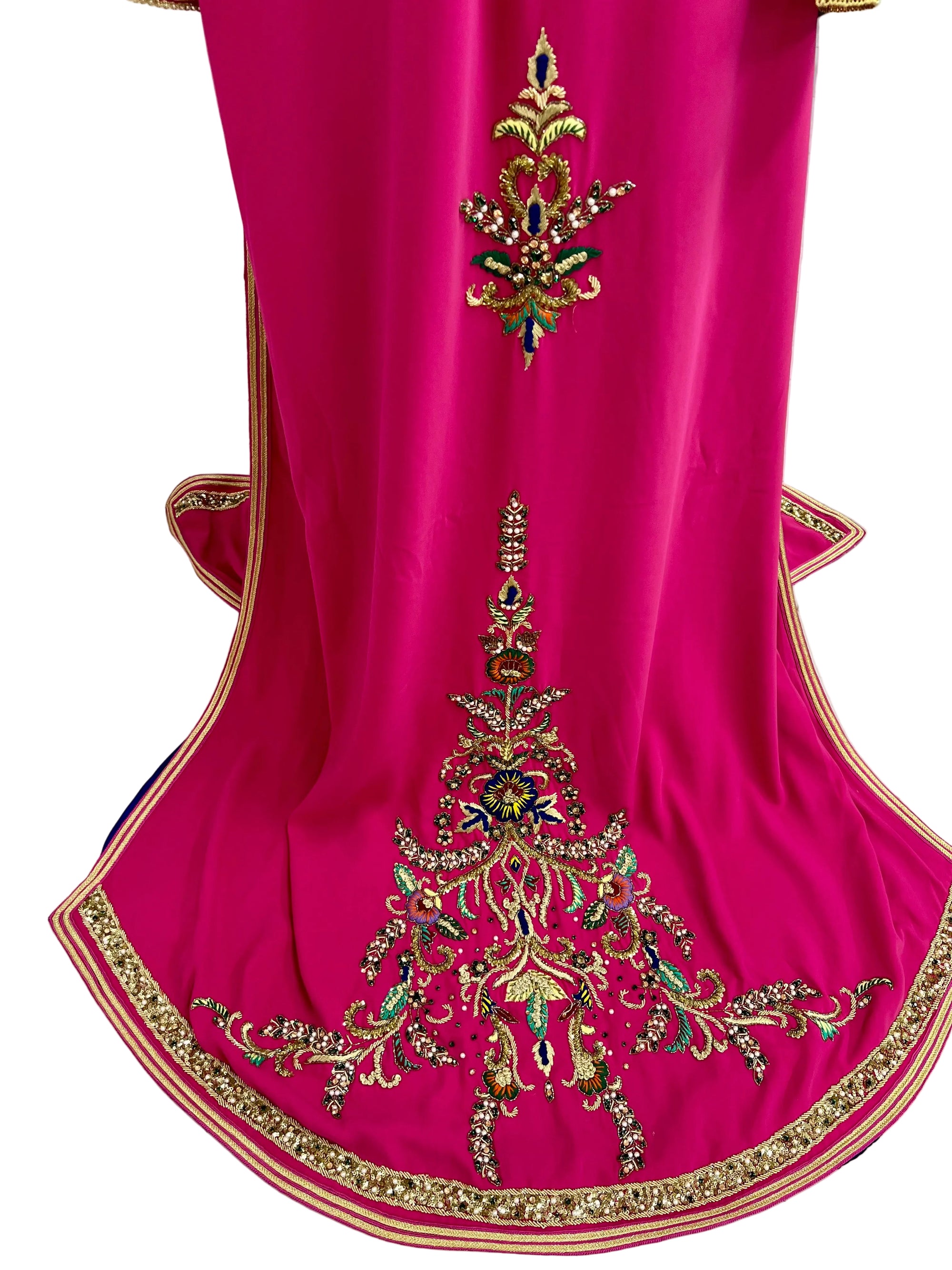Moroccan Wedding Dress –  Two piece with Gold Embroidery Train