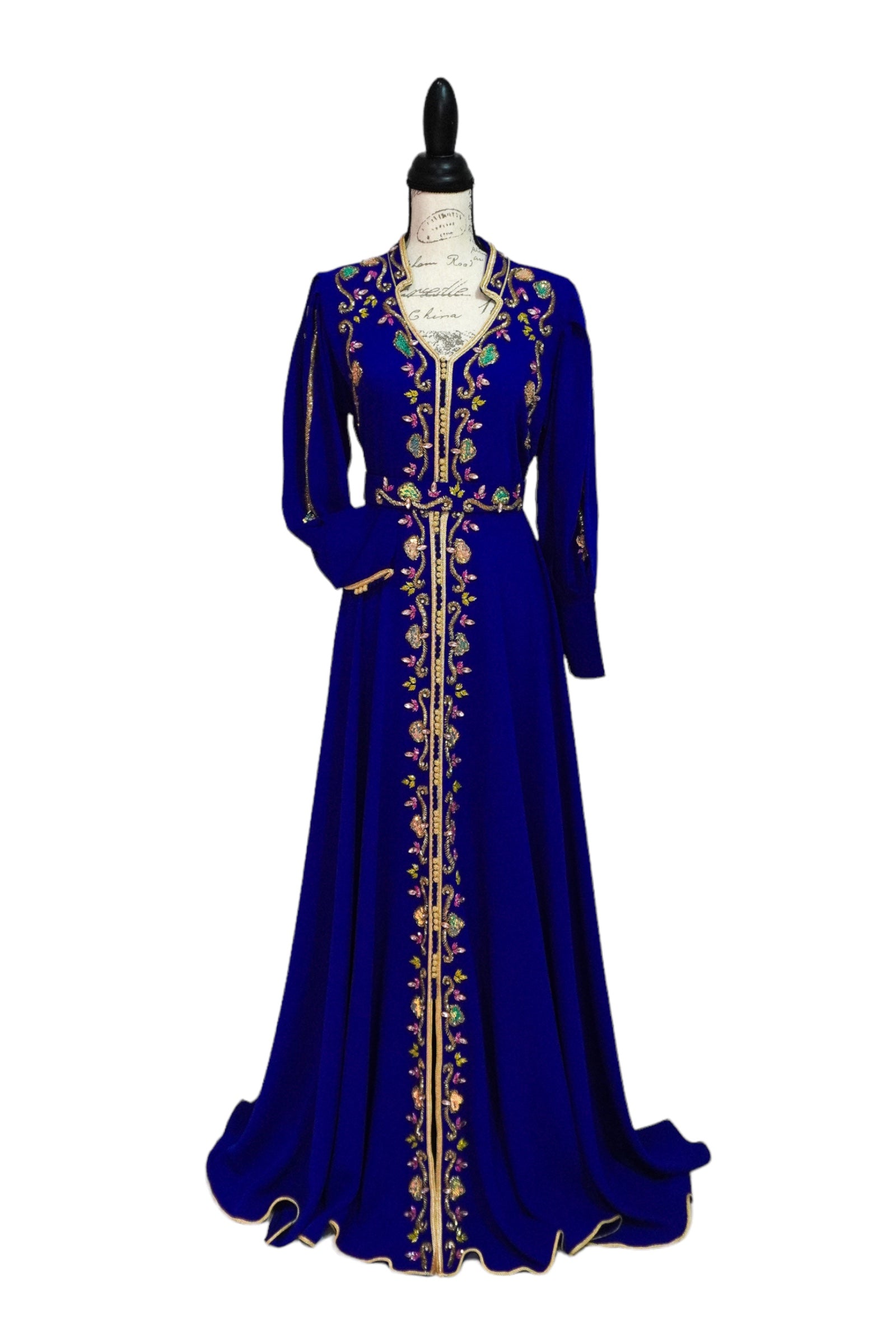 Royal Blue Beaded Caftan - CaftanStore Royal Blue Beaded Caftan - CaftanStore