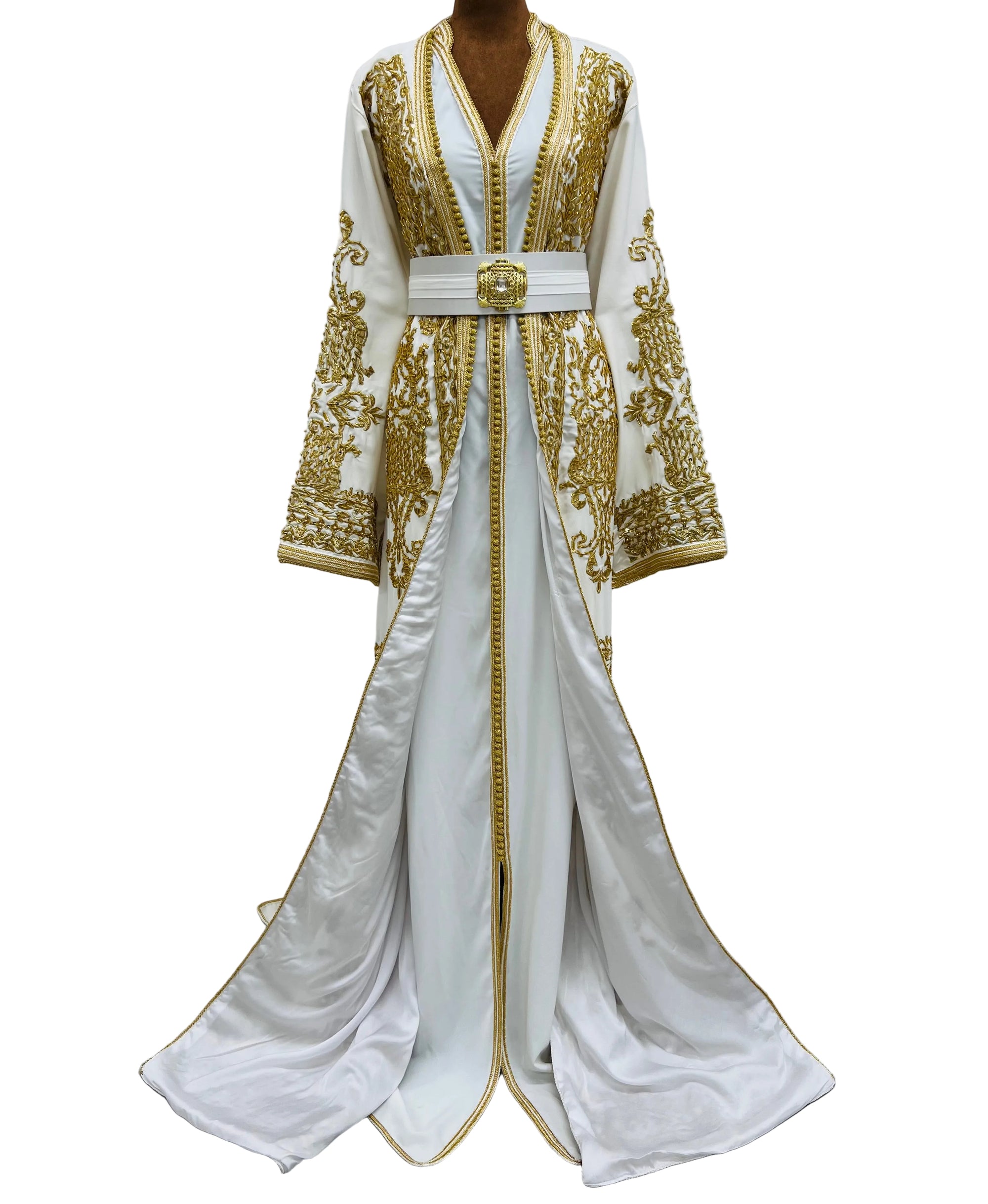 Nour Off-White & Gold Two-Piece Moroccan Bridal Takchita