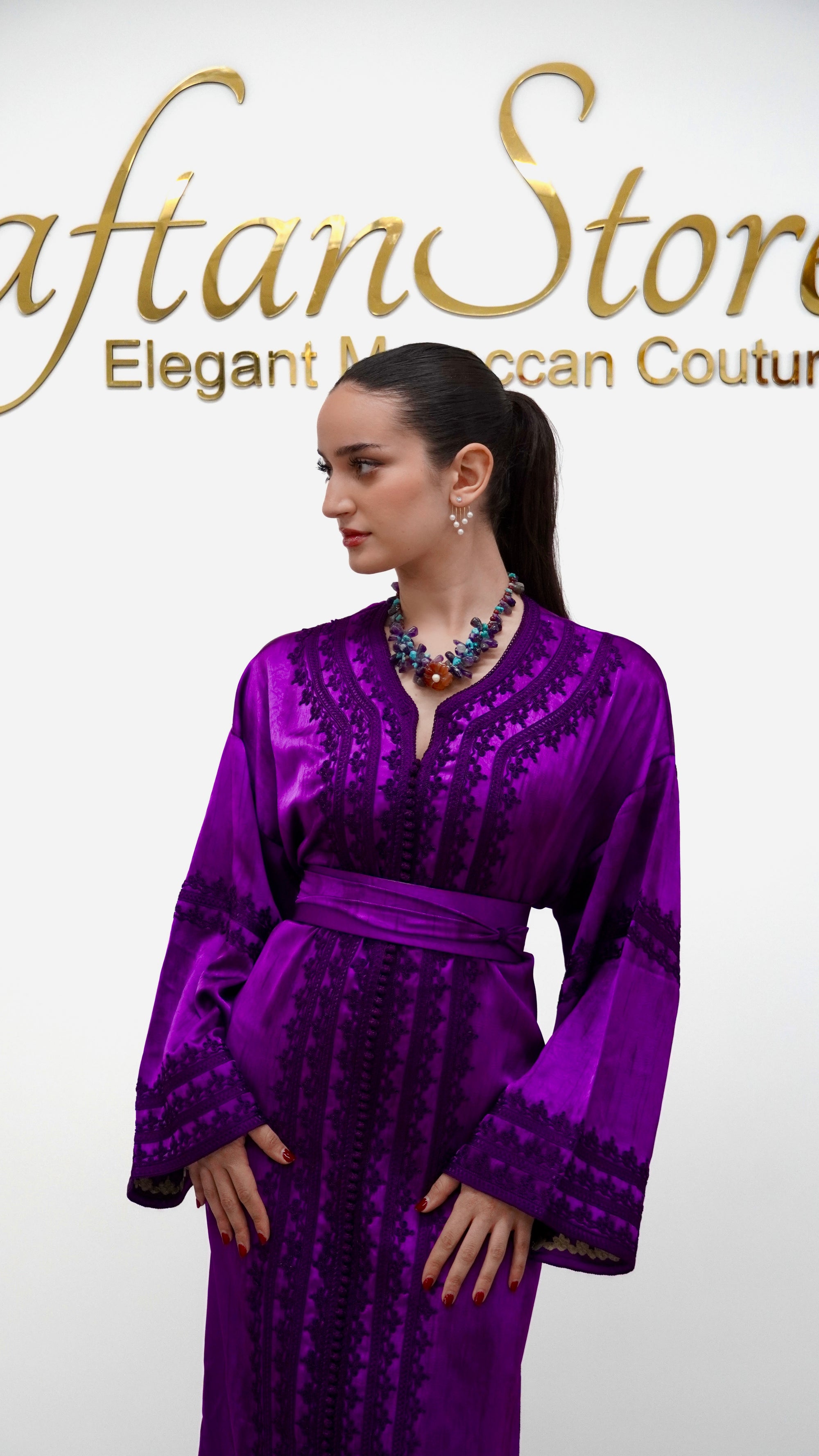 Royal Amethyst Drap de Soie Caftan