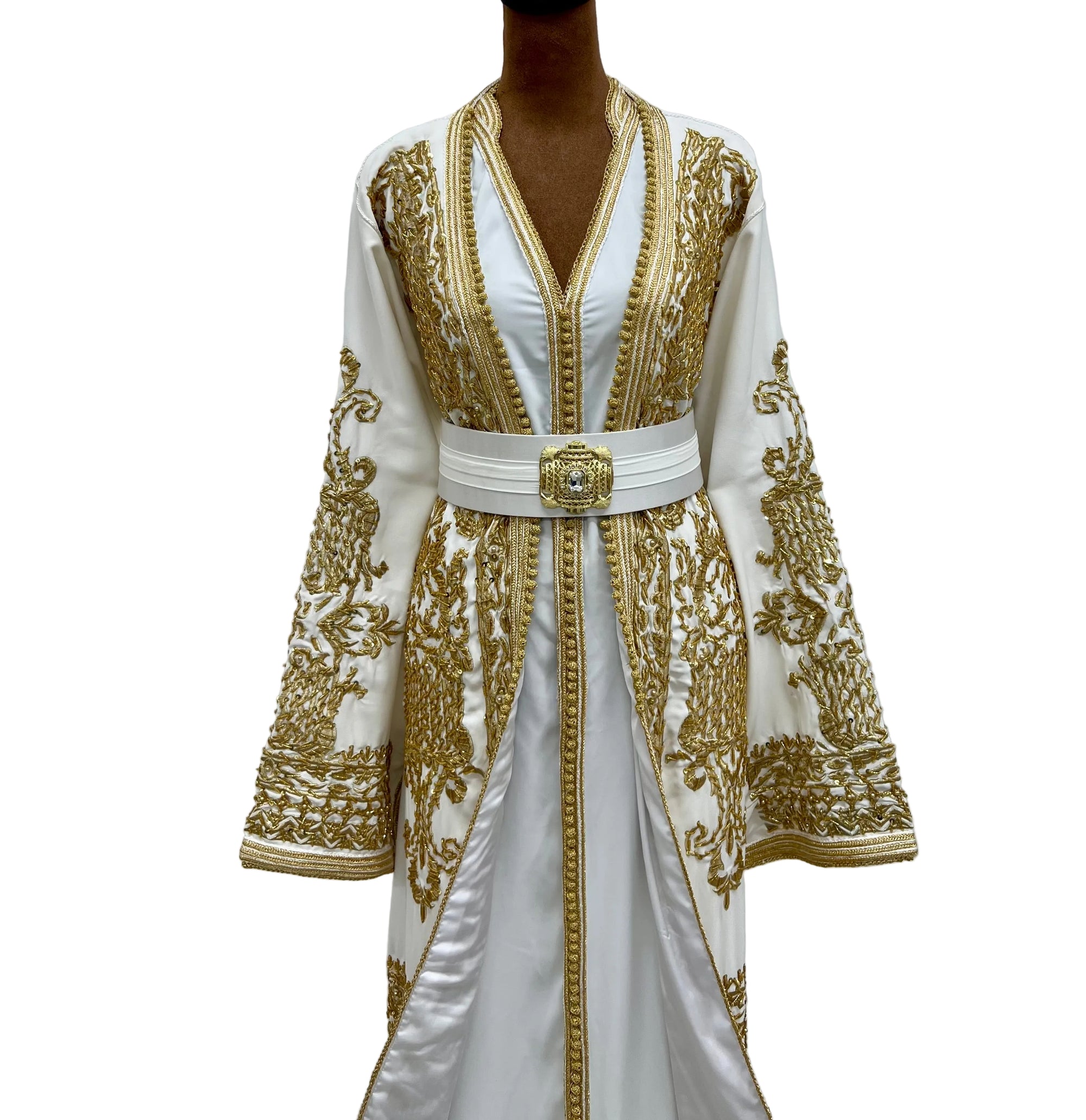 Nour Off-White & Gold Two-Piece Moroccan Bridal Takchita