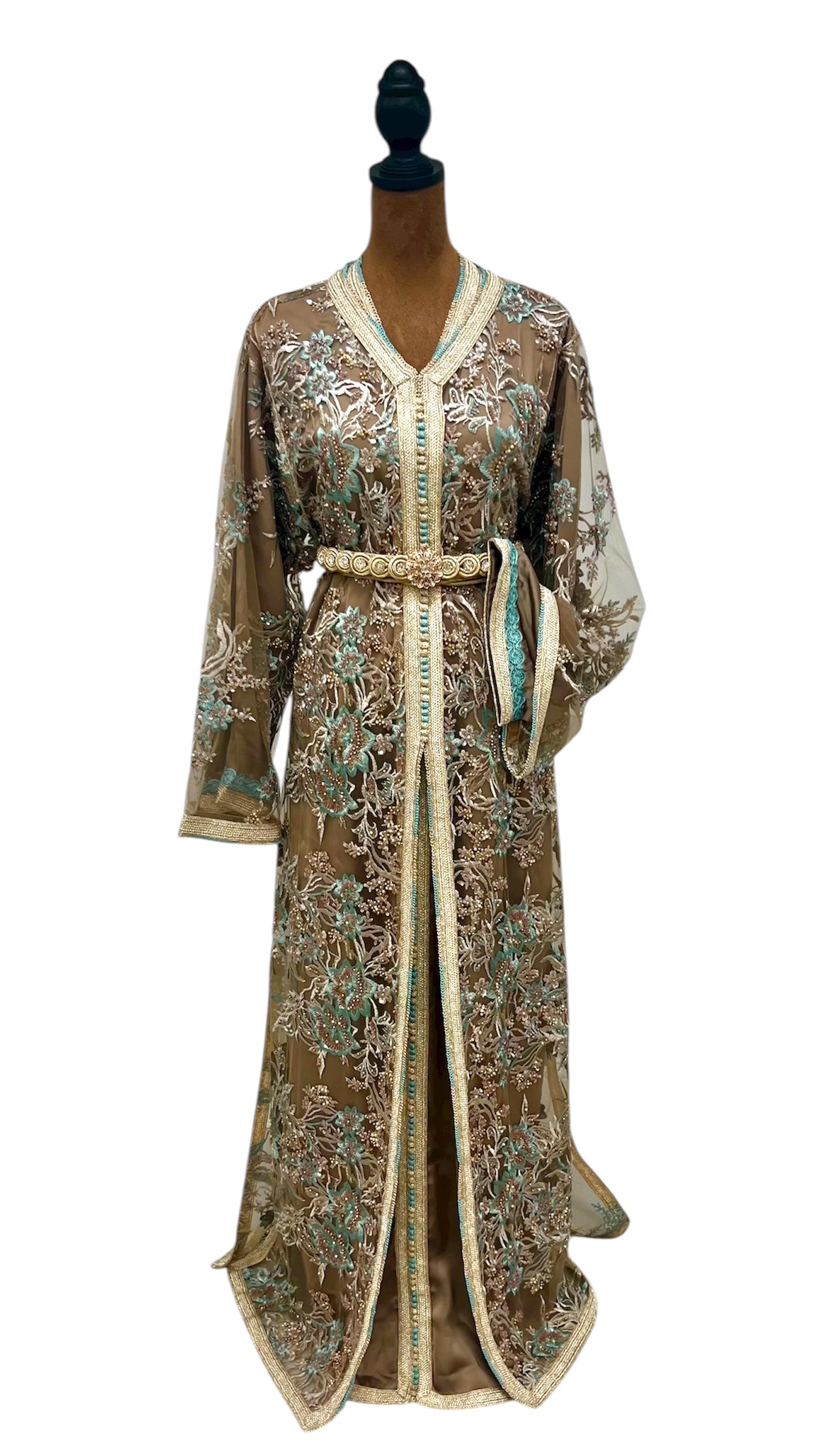 Mocha Teal Garden Caftan