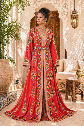 moroccan wedding dress Luxury Caftan with Gold long sleeves Stunning White Moroccan Bridal Kaftan