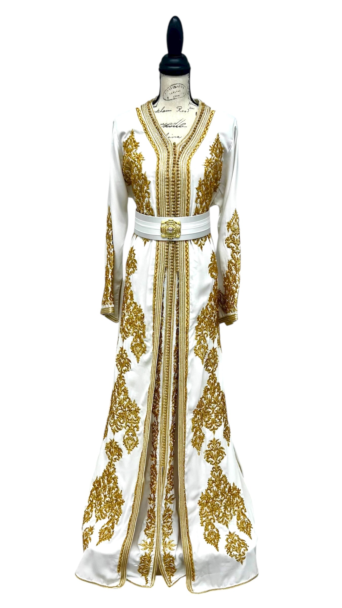 Bridal Caftan Set in White and Gold