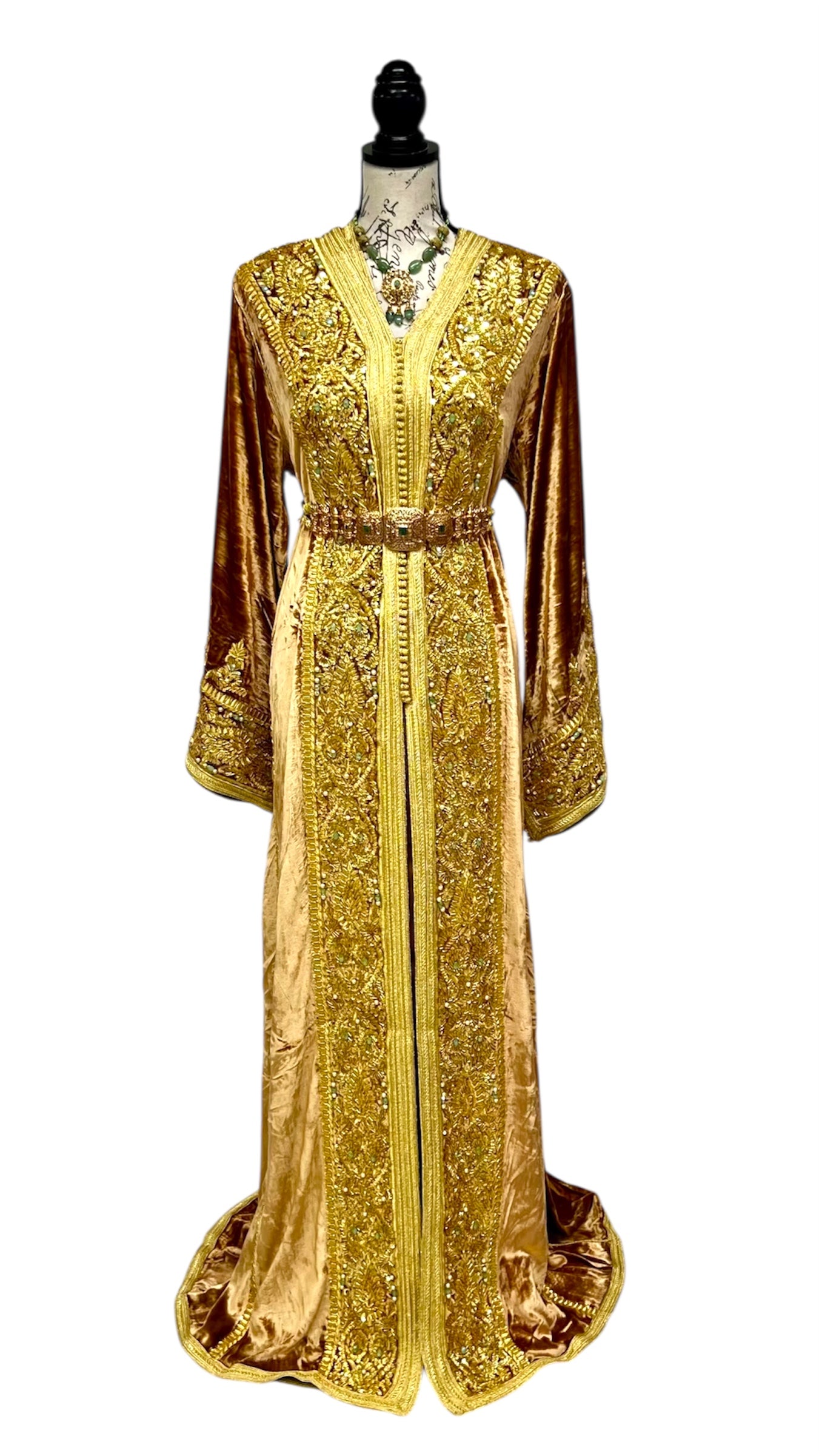 Champagne Gold Silk Velvet Caftan