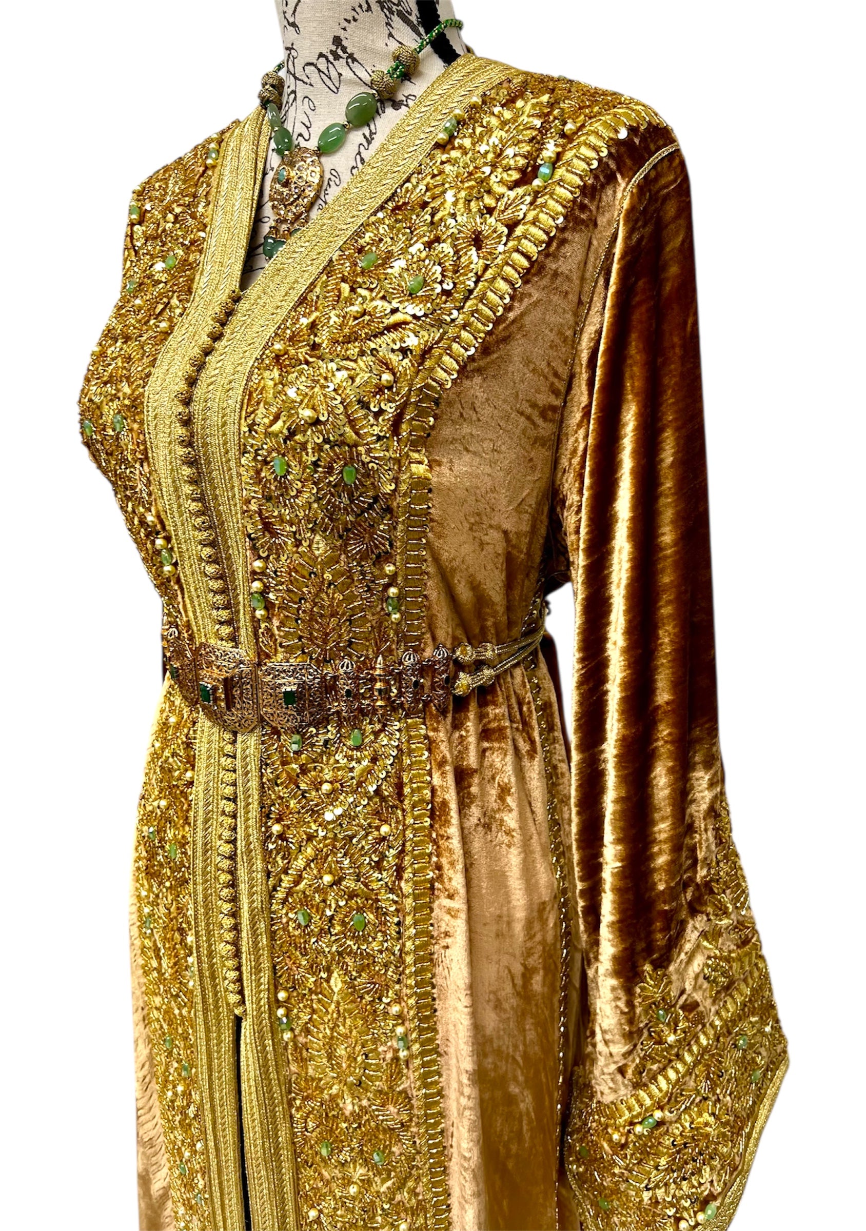 Champagne Gold Silk Velvet Caftan