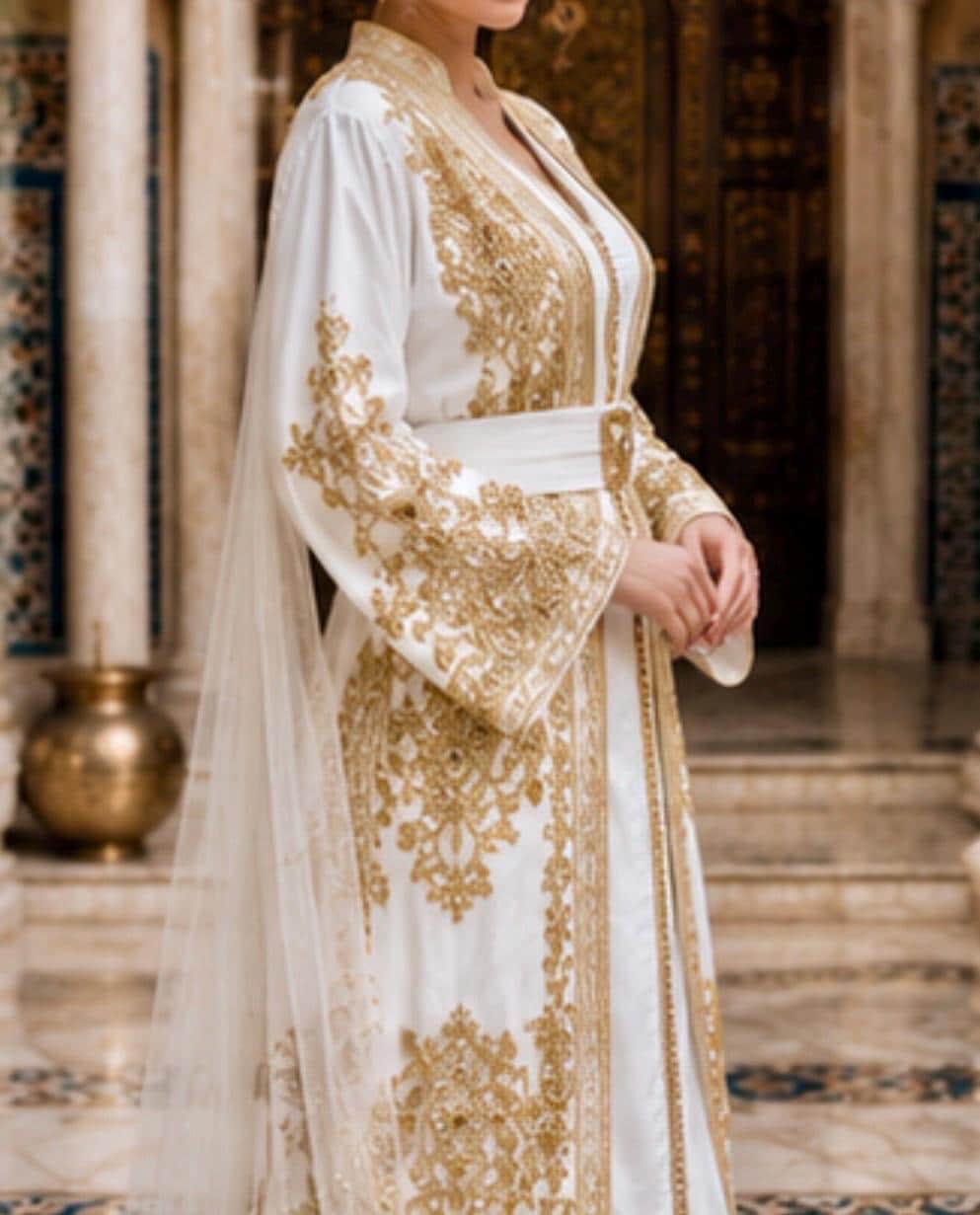 Moroccan Wedding Dress – Gold Embroidered Bridal Takchita Caftan
