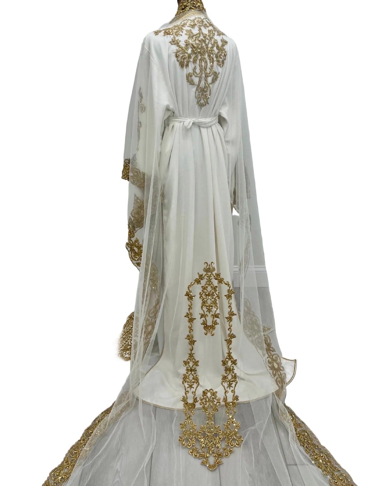 Moroccan Wedding Dress – Gold Embroidered Bridal Takchita Caftan