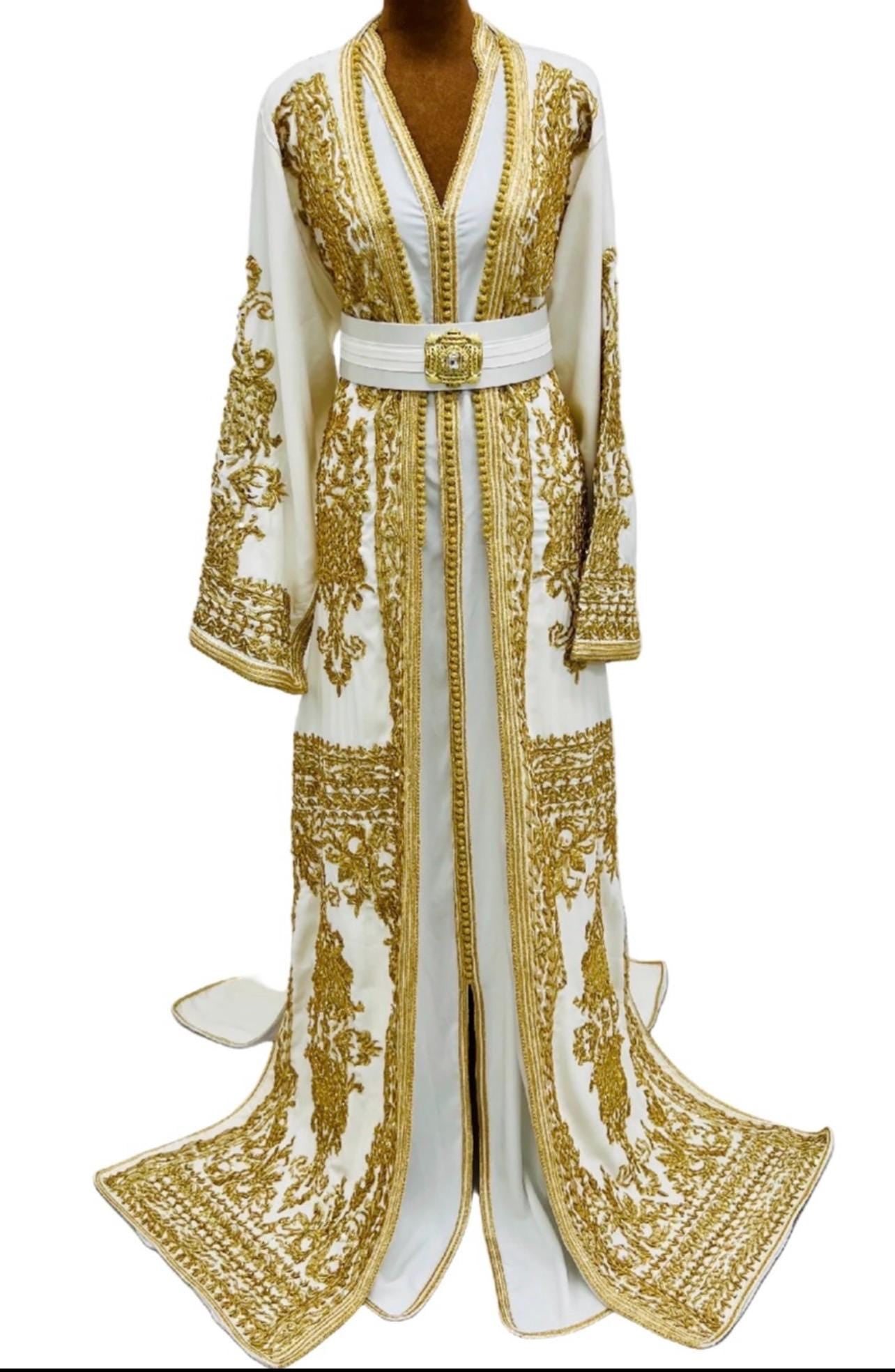 Moroccan Wedding Dress – Gold Embroidered Bridal Takchita Caftan