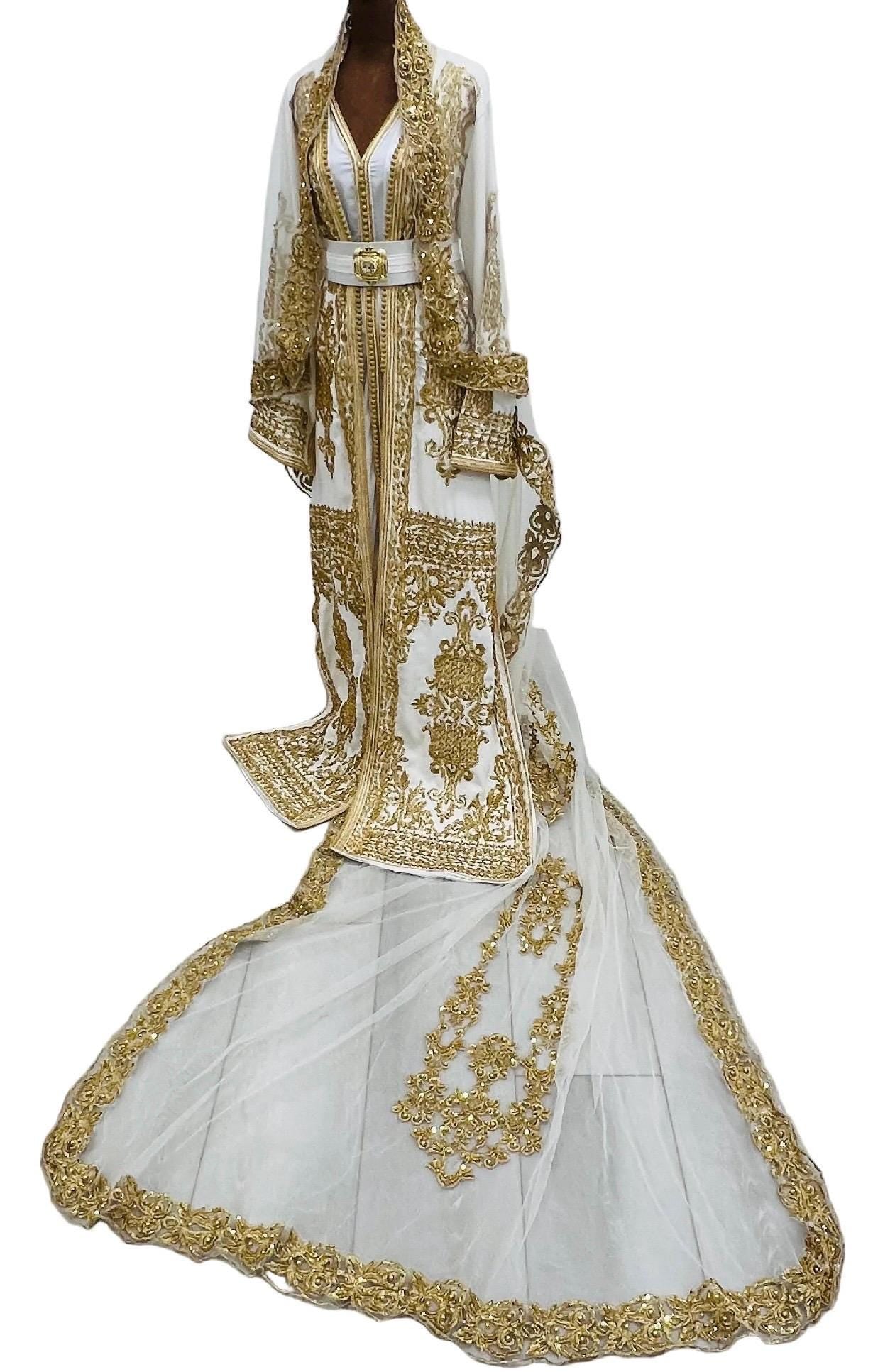 Moroccan Wedding Dress – Gold Embroidered Bridal Takchita Caftan